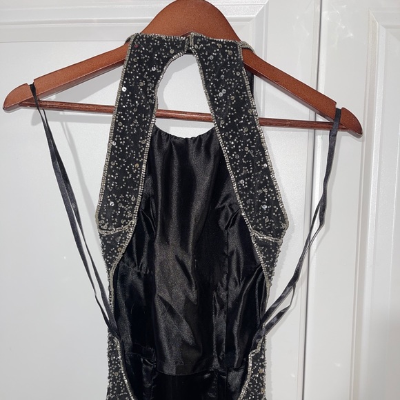 SCALA 77335 Sequined High Halter Backless Gown - Picture 3 of 8